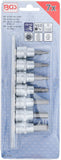 Bit-Insats-sats | 10 mm (3/8") | Inre sexkant 1/8" - 3/8" | Tumsstorlekar | 7 delar. BGS 5104