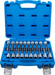 Bit-Insats-sats | 12,5 mm (1/2") | Inre sexkant, T-Profil (för Torx), inre mångtandad (för XZN) med kulända | 20 delar. BGS 5170
