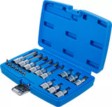 Bit-Insats-sats | 6,3 mm (1/4") / 12,5 mm (1/2") | T-Profil (för Torx) med borrning | 18 delar. BGS 5174