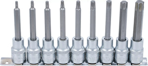 Bit-Insats-sats | 12,5 mm (1/2") | T-Profil (för Torx) | 9 delar. BGS 5177