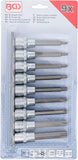 Bit-Insats-sats | 12,5 mm (1/2") | T-Profil (för Torx) med borrning | 9 delar. BGS 5178