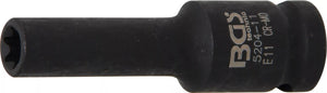 Krafthylsa E-profil, djup | 12,5 mm (1/2") | E11 mm. BGS 5204-11