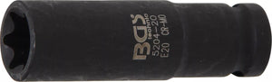 Krafthylsa E-profil, djup | 12,5 mm (1/2") | E20. BGS 5204-20