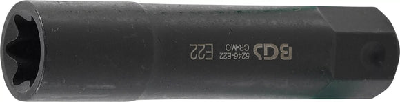Hylsa E-profil, extra lång | Yttre sexkant 22 mm | E22. BGS 5246-E22