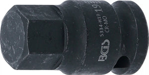 Kraft-Bit-Insats | Längd 42 mm | 12,5 mm (1/2") | Inre sexkant 19 mm. BGS 5334-H19