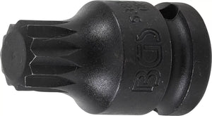 Kraft-Bit-Insats | Längd 43 mm | 12,5 mm (1/2") | Inre mångtandad (för XZN) M16. BGS 5381-M16
