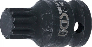 Kraft-Bit-Insats | Längd 43 mm | 12,5 mm (1/2") | Inre mångtandad (för XZN) M18. BGS 5381-M18