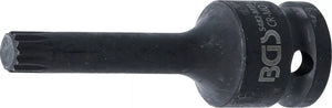 Kraft-Bit-Insats | Längd 75 mm | 12,5 mm (1/2") | Inre mångtandad (för XZN) M10. BGS 5482-M10