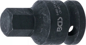 Kraft-Bit-Insats | Längd 42 mm | 12,5 mm (1/2") | Inre sexkant 14 mm. BGS 5485-14