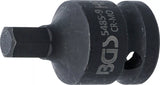 Kraft-Bit-Insats | Längd 42 mm | 12,5 mm (1/2") | Inre sexkant 9 mm. BGS 5485-9