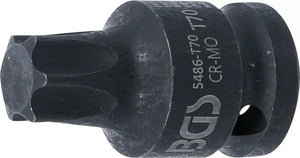 Kraft-Bit-Insats | Längd 42 mm | 12,5 mm (1/2") | T-Profil (för Torx) T70. BGS 5486-T70