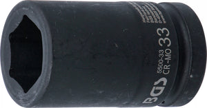 Krafthylsa Sexkant, djup | 25 mm (1") | 33 mm. BGS 5500-33