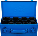 Krafthylsa-sats Sexkant, djup | 25 mm (1") | 27 - 50 mm | 8 delar. BGS 5500