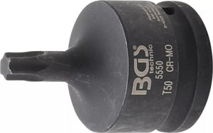Kraft-Bit-Insats | Längd 60 mm | 20 mm (3/4") | T-Profil (för Torx) T50. BGS 5550