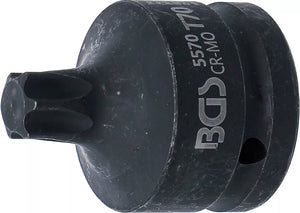 Kraft-Bit-Insats | Längd 60 mm | 20 mm (3/4") | T-Profil (för Torx) T70. BGS 5570