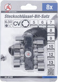 Hylsnyckel-/bitsats | Fäste yttre sexkant 6,3 mm (1/4") | Stl. 5 - 13 mm | 8 delar. BGS Diy 67308