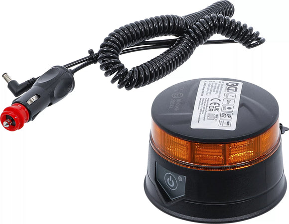 Batteri roterande strålkastare | gul | med magnet | 12 V / 24 V | Ø 130 mm. BGS 70343