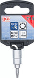 Skruvmejsel-bit-insats | Inre fyrkant 6,3 mm (1/4") | För defekt T-Profil (för Torx) T15. BGS 7098-T15