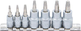 Skruvutdragare-sats | 6,3 mm (1/4") / 10 mm (3/8") | för defekt T-Profil (för Torx) | T10 - T40 | 7 delar. BGS 7098