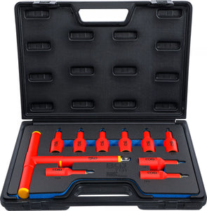 VDE-Bit-Insats-sats | anslutningsfyrkant 12,5 mm (1/2") | T-Profil (för Torx) T20 - T55 | 10 delar. BGS 7131