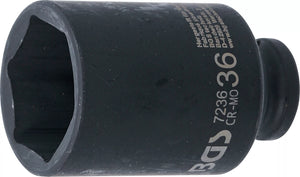 Krafthylsa Sexkant, djup | 12,5 mm (1/2") | 36 mm. BGS 7236