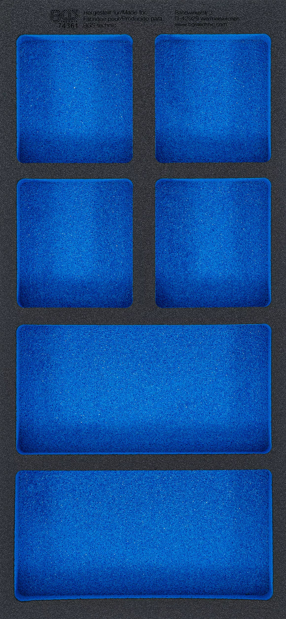 Verkstadsvagninlägg 1/3, tom: 6 Förvarignsfack | 408 x 189 x 32 mm. BGS 74361