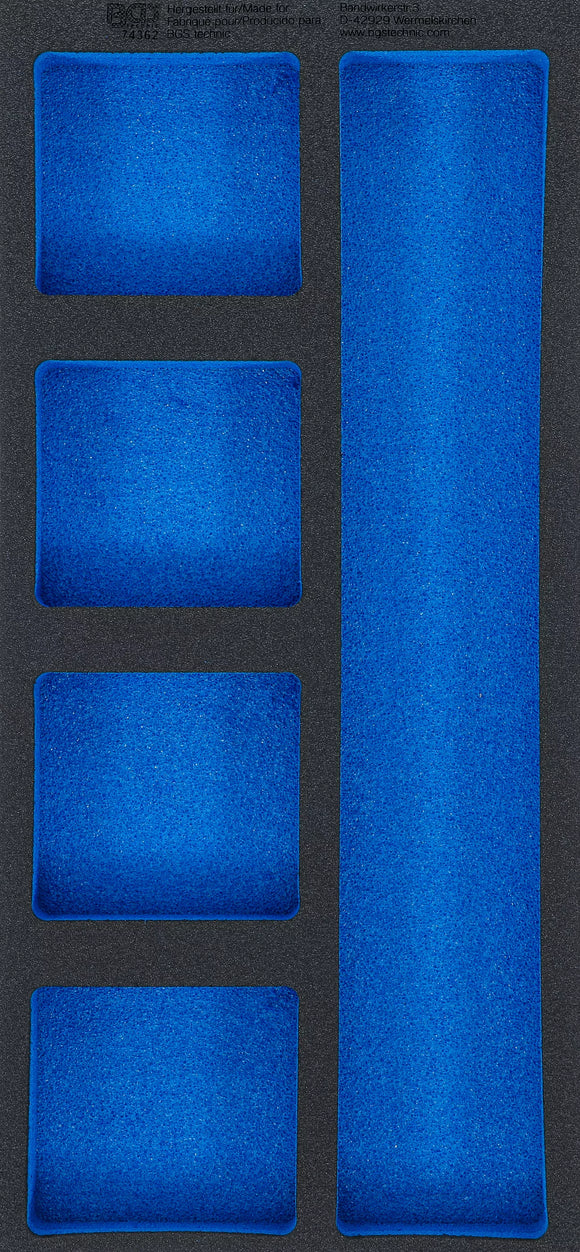 Verkstadsvagninlägg 1/3, tom: 5 Förvarignsfack | 408 x 189 x 32 mm. BGS 74362