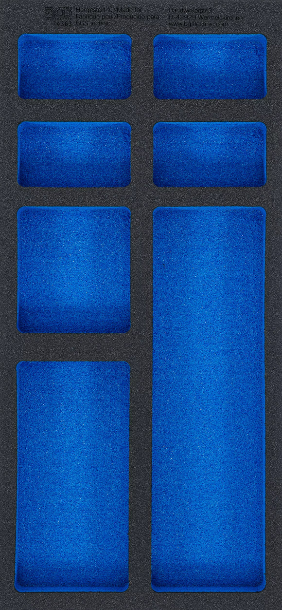 Verkstadsvagninlägg 1/3, tom: 7 Förvarignsfack | 408 x 189 x 32 mm. BGS 74363