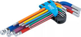 Vinkelnyckel-sats | Multicolour | Inre sexkant, Inre sexkant med kulhuvud 1,5 - 10 mm | 9 delar. BGS 74452