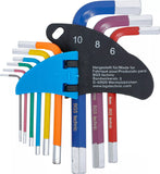 Vinkelnyckel-sats | Multicolour | kort | Inre sexkant 1,5 - 10 mm | 9 delar. BGS 74454