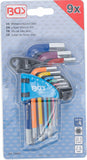 Vinkelnyckel-sats | Multicolour | kort | Inre sexkant 1,5 - 10 mm | 9 delar. BGS 74454