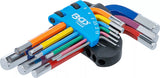 Vinkelnyckel-sats | Multicolour | kort | Inre sexkant 1,5 - 10 mm | 9 delar. BGS 74454