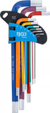 Vinkelnyckel-sats | Multicolour | Inre sexkant 1,5 - 10 mm | 9 delar. BGS 74455
