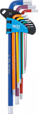 Vinkelnyckel-sats | Multicolour | extra lång | Inre sexkant 1,5 - 10 mm | 9 delar. BGS 74456