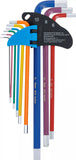 Vinkelnyckel-sats | Multicolour | extra lång | Inre sexkant 1,5 - 10 mm | 9 delar. BGS 74456