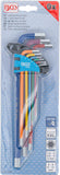 Vinkelnyckel-sats | Multicolour | extra lång | Inre sexkant 1,5 - 10 mm | 9 delar. BGS 74456