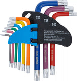 Vinkelnyckel-sats | Multicolour | kort | T-Profil (för Torx) T10 - T50 | 9 delar. BGS 74457