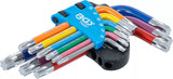Vinkelnyckel-sats | Multicolour | kort | T-Profil (för Torx) T10 - T50 | 9 delar. BGS 74457