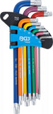 Vinkelnyckel-sats | Multicolour | T-Profil (för Torx) T10 - T50 | 9 delar. BGS 74458