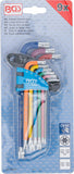 Vinkelnyckel-sats | Multicolour | T-Profil (för Torx) T10 - T50 | 9 delar. BGS 74458