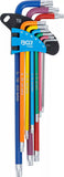 Vinkelnyckel-sats | Multicolour | extra lång | T-Profil (för Torx) T10 - T50 | 9 delar. BGS 74459