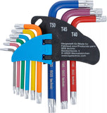 Vinkelnyckel-sats | Multicolour | kort | T-Profil (för Torx) med borrning T10 - T50 | 9 delar. BGS 74460