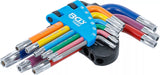 Vinkelnyckel-sats | Multicolour | kort | T-Profil (för Torx) med borrning T10 - T50 | 9 delar. BGS 74460