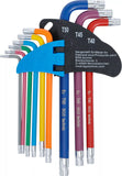 Vinkelnyckel-sats | Multicolour | T-Profil (för Torx) med borrning T10 - T50 | 9 delar. BGS 74461