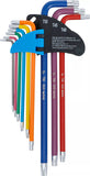 Vinkelnyckel-sats | Multicolour | extra lång | T-Profil (för Torx) med borrning T10 - T50 | 9 delar. BGS 74462