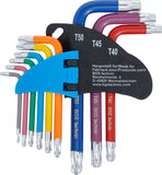 Vinkelnyckel-sats | Multicolour | kort | T-Profil (för Torx) med kulhuvud T10 - T50 | 9 delar. BGS 74466