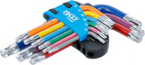 Vinkelnyckel-sats | Multicolour | kort | T-Profil (för Torx) med kulhuvud T10 - T50 | 9 delar. BGS 74466