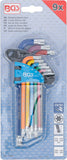 Vinkelnyckel-sats | Multicolour | T-Profil (för Torx) med kulhuvud T10 - T50 | 9 delar. BGS 74467