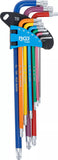 Vinkelnyckel-sats | Multicolour | extra lång | T-Profil (för Torx) med kulhuvud T10 - T50 | 9 delar. BGS 74468