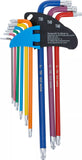 Vinkelnyckel-sats | Multicolour | extra lång | T-Profil (för Torx) med kulhuvud T10 - T50 | 9 delar. BGS 74468